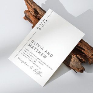 Zwart wit moderne typografie bruiloft + QR details Kaart