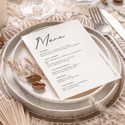 Zwart Wit Moderne Typografie Huwelijks Tafel Menu