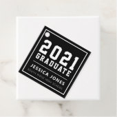 Zwart & Wit Moderne Varsity | Klasse van 2021 Favo Bedankjes Labels (In situ)