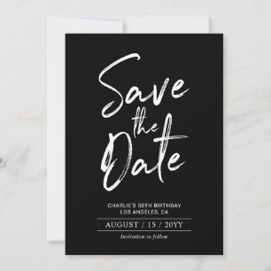 Zwart & Wit   Moderne verjaardag Save the Date