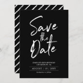 Zwart & Wit | Moderne Verjaardag Save the Date (Voorkant / Achterkant)