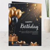 Zwart Wit Moderne verjaardagskaart Kaart (Achterkant)