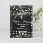 zwart & wit moderne verrassingsuitnodiging QR RSVP Kaart (Staand voorkant)