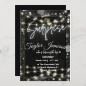 zwart & wit moderne verrassingsuitnodiging QR RSVP Kaart (Voorkant / Achterkant)