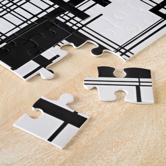 Zwart & Wit: Moderne Vrouw Abstract Legpuzzel (Zijkant)