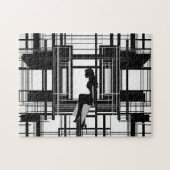 Zwart & Wit: Moderne Vrouw Abstract Legpuzzel (Horizontaal)