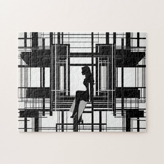 Zwart & Wit: Moderne Vrouw Abstract Legpuzzel (Horizontaal)