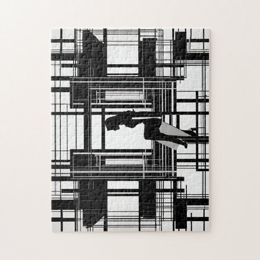 Zwart & Wit: Moderne Vrouw Abstract Legpuzzel (Verticaal)
