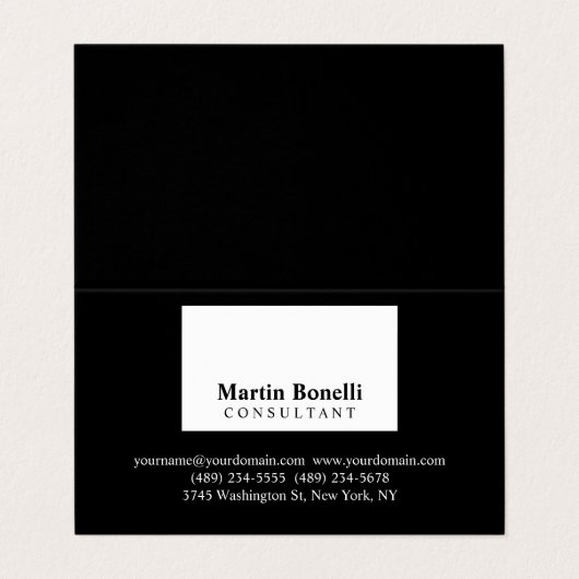 Zwart Wit Modernist Professioneel Visitekaartje (Buitenkant ongevouwen)