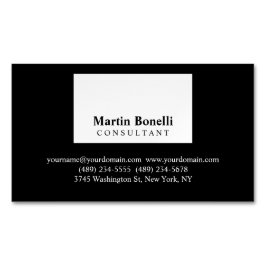 Zwart Wit Modernist Professioneel Visitekaartje Magnetisch Visitekaartje