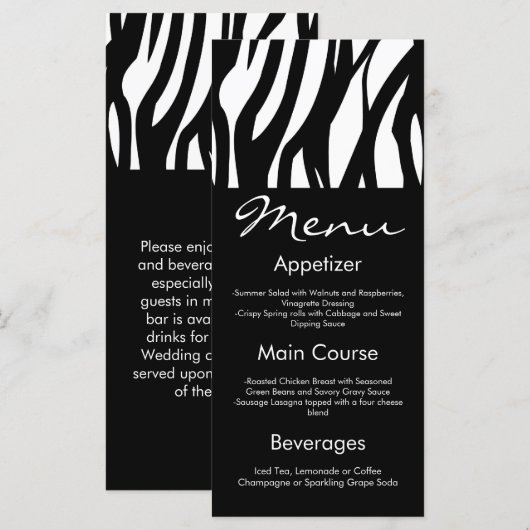 Zwart-wit Modernist Stripe Menu (Voorkant / Achterkant)