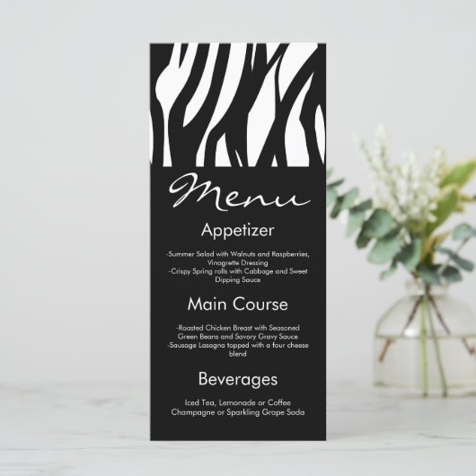 Zwart-wit Modernist Stripe Menu (Staand voorkant)