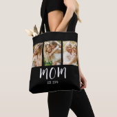 Zwart Wit Moeder Gevestigd Script 3 Foto Elegant Tote Bag (Dichtbij)