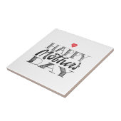 Zwart-wit Moederdag Lettering & Hart Tegeltje (Zijkant)