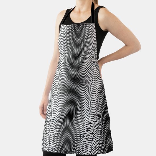 Zwart-wit moiré strepen - Trippy Abstract Schort (Insitu)