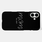 Zwart-wit 'Mom Est'-typografie-cadeau  Case-Mate iPhone Case (Achterkant (horizontaal))