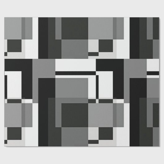 Zwart-Wit Mondriaan stijl Abstract Geometrisch Cadeaupapier (Vlak)