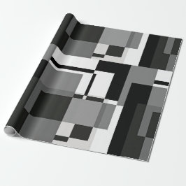 Zwart-Wit Mondriaan Stijl Abstract Geometrisch Cadeaupapier