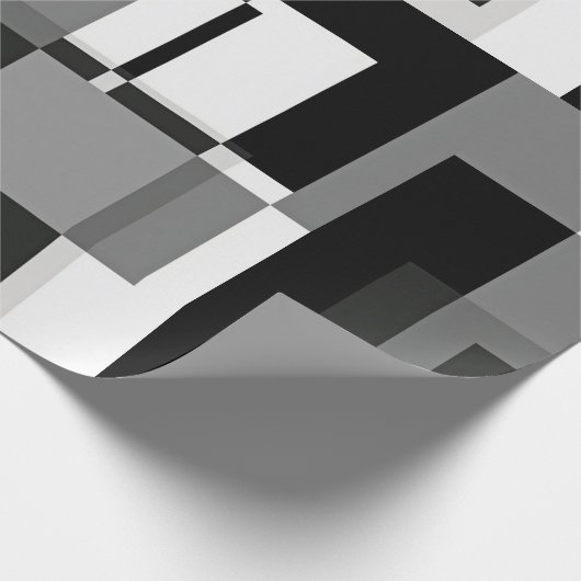 Zwart-Wit Mondriaan stijl Abstract Geometrisch Cadeaupapier (Hoek)