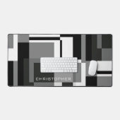 Zwart-wit Mondriaan stijl Abstract Naam toevoegen Bureaumat (Keyboard & Muis)