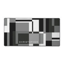 Zwart-wit Mondriaan stijl Abstract Naam toevoegen