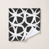Zwart-wit monochromatische accentfloraal bad handdoek (Wasdoekje)
