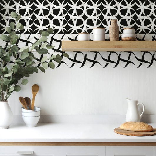 Zwart-wit monochromatische accentfloraal tegeltje