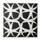 Zwart-wit monochromatische accentfloraal tegeltje (Voorkant)