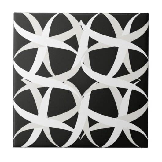 Zwart-wit monochromatische accentfloraal tegeltje (Voorkant)