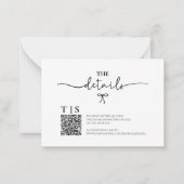 Zwart-wit Monochrome Golvende Curve QR Code RSVP Notitiekaartje (Achterkant)