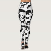 Zwart-wit monochrome hond huisdier stempel patroon leggings (Achterkant)