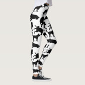 Zwart-wit monochrome hond huisdier stempel patroon leggings (Rechts)
