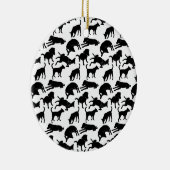 Zwart-wit monochrome hondenvormig patroon keramisch ornament (Rechts)