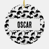 Zwart-wit monochrome hondenvormig patroon keramisch ornament (Achterkant)