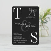 Zwart & Wit Monochrome Vetgedrukte Chic Modern Bow Kaart (Staand voorkant)