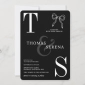 Zwart & Wit Monochrome Vetgedrukte Chic Modern Bow Kaart (Voorkant)