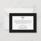 Zwart wit monochroom dank u bruiloft notitiekaartje (Achterkant)