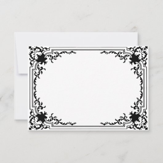  zwart-wit monochroom elegante bruiloft RSVP kaartje (Achterkant)