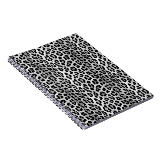 Zwart-wit monochroom, luipaard patroon notitieboek (Rechterzijde)