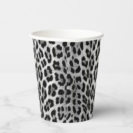 Zwart-wit monochroom, luipaard patroon papieren bekers (Rechts)