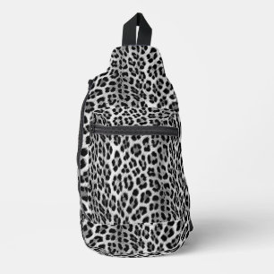 Zwart-wit monochroom, luipaard patroon sling bag