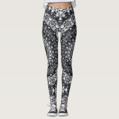 Zwart-wit monochroom mandala patroon leggings (Voorkant)