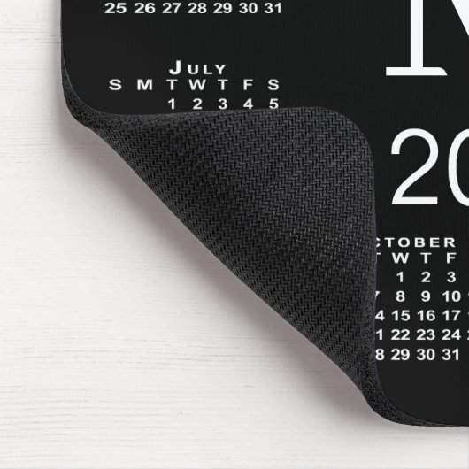 Zwart-wit Monogram 2025 Kalender Muismat (Hoek)