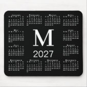 Zwart Wit Monogram 2027 Agenda Muismat (Voorkant)