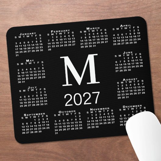 Zwart Wit Monogram 2027 Agenda Muismat