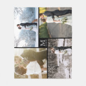 Zwart-wit monogram 4 Foto Collage Weddenschap Fleece Deken (Voorkant)