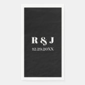 Zwart Wit Monogram Aangepast Echtpaar Naam Bruilof Servet (Voorkant)