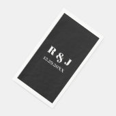 Zwart Wit Monogram Aangepast Echtpaar Naam Bruilof Servet (Hoek)