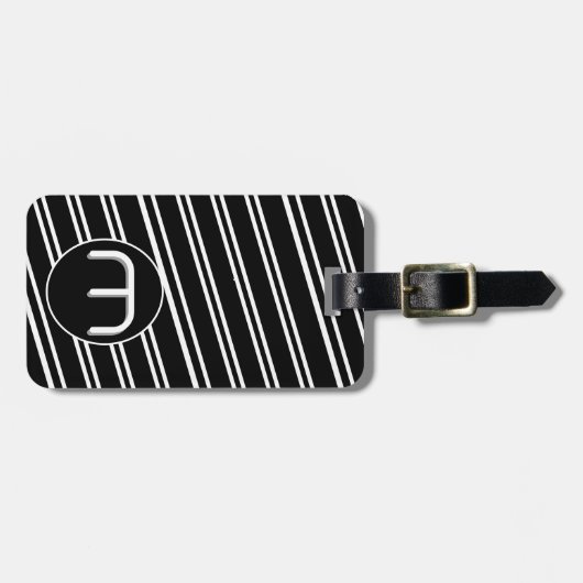 Zwart-wit monogram acryl Bagagelabel (Voorkant horizontaal)