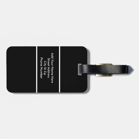 Zwart-wit monogram acryl Bagagelabel (Achterkant horizontaal)